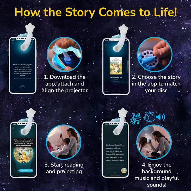 Alt view image 6 of 7 - Moonlite Storytime Projector, Magical Bedtime Kids Book Projector for Immersive Reading Experience, Smartphone Compatible Storybook Projector, Interactive Learning Fun for Kids