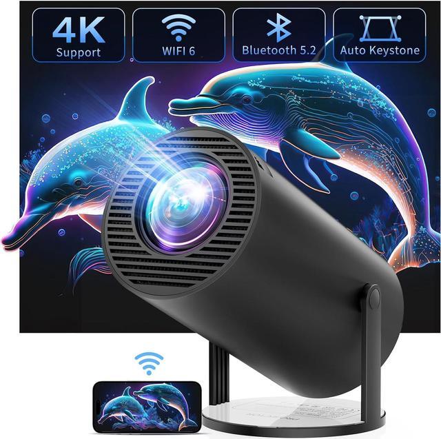 4K Mini Projector with WiFi and Bluetooth, 180° Rotation & Auto
