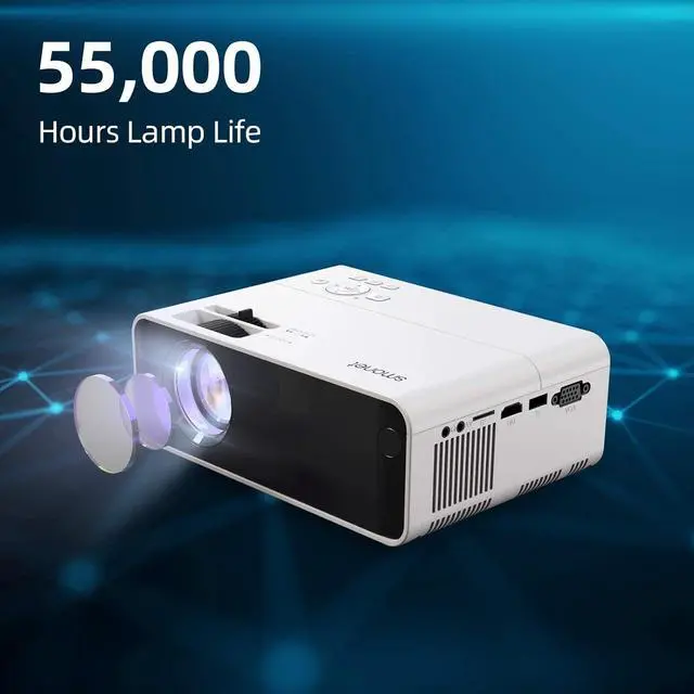 Alt view image 5 of 7 - Movie Projector, SMONET 1080P HD Projector 7500L Home Projector Video TV Projector Mini Portable LED Projector Outdoor Indoor Wall Compatibale with TV Stick Laptops PC PS5 HDMI USB