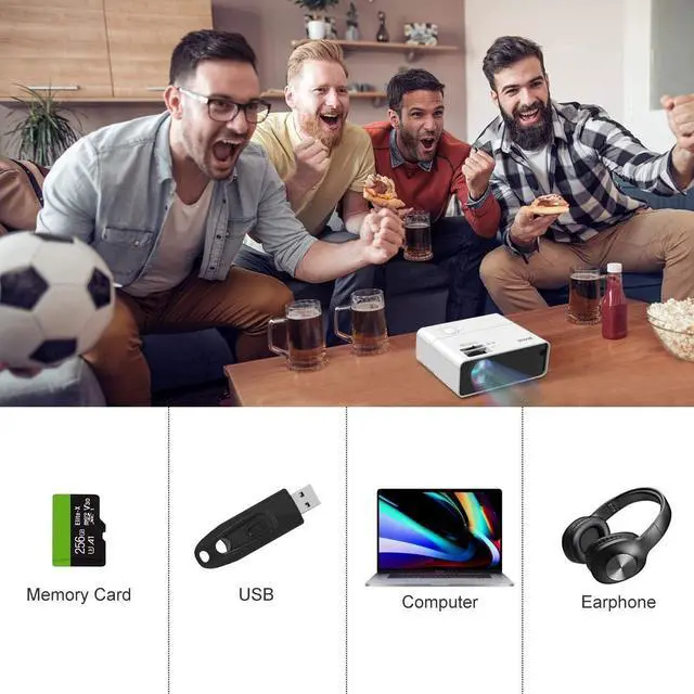 Alt view image 7 of 7 - Movie Projector, SMONET 1080P HD Projector 7500L Home Projector Video TV Projector Mini Portable LED Projector Outdoor Indoor Wall Compatibale with TV Stick Laptops PC PS5 HDMI USB