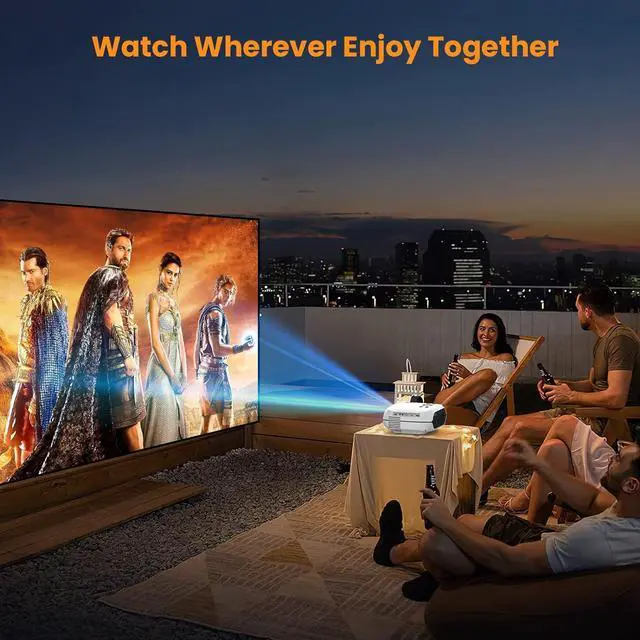 Alt view image 7 of 7 - Projector, 5G WiFi Bluetooth Projector, Native 1080P Portable Projector with Screen and Bag, 12000L 4K Support 300" Outdoor Movie Projector Compatible with Smartphone/HDMI/USB/Av/TV Stick/PS5