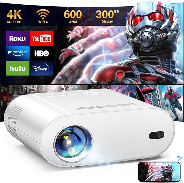 thumbnail image 2 of Wielio Mini Projector WiFi Bluetooth Portable Projector Mini Outdoor... 2 of 12