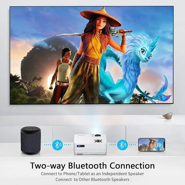 Alt view image 6 of 7 - Native 1080P Projector with WiFi and Two-Way Bluetooth, Full HD Movie Projector for Outdoor Movies, 300" Display Projector 4k Home Theater, Compatible with iOS/Android/PC/XBox/PS4/TV Stick/HDMI/USB