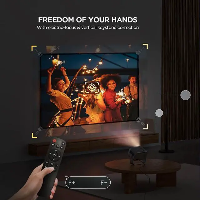 Alt view image 2 of 6 - [360°Adjustable Stand] Mini Projector With WiFi And Bluetooth VB6, Sovboi Electric Focus Mini Portable Projector, 1080P Mini Bluetooth Ceiling Projector, Home Theater Projector, 2024 Upgraded Model