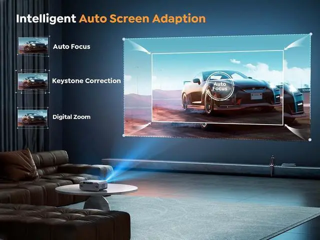 Alt view image 2 of 5 - [Auto Focus] YABER Pro V9 4K Projector with WiFi 6 and Bluetooth 5.2, 500 ANSI Native 1080P Outdoor Movie Projector, Auto 6D Keystone & 50% Zoom, Home Theater Projector for Phone/TV Stick/PC