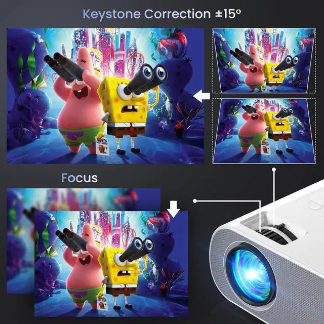 Alt view image 7 of 7 - Projector Native 1080P Full HD Bluetooth Projector with Speaker, 9500 Lumens Outdoor Portable Movie Mini Projector Compatible with Laptop, Smartphone, TV Stick, Xbox, PS5