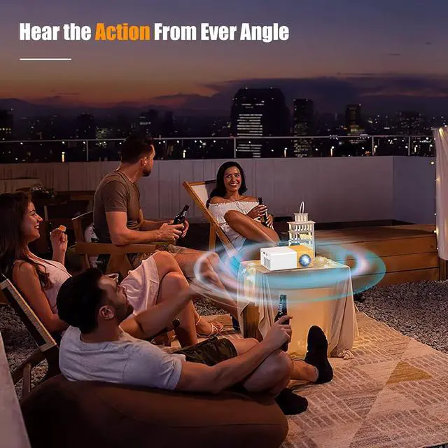 Alt view image 6 of 7 - Mini Projector,Portable Movie Projector,Smart Home Projector,Neat Projector for iOS,Android,Windows,PS5,Laptop,TV-Stick,Compatible with HDMI,USB,Audio,TF Card,AV and Remote Control