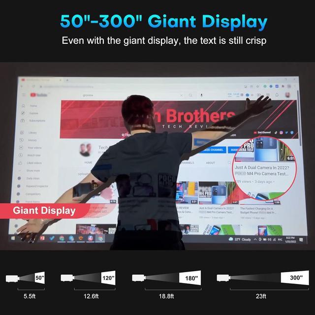 Alt view image 5 of 7 - Projector, 15000lux 490ANSI Native 1080P WiFi Bluetooth Projector, 300'' Video Projector, Supports 4K & Zoom, 5G Sync, Compatible with HDMI USB/ AV/ Smartphone/ Pad/ Laptop/ DVD/ TV Stick/ PS5