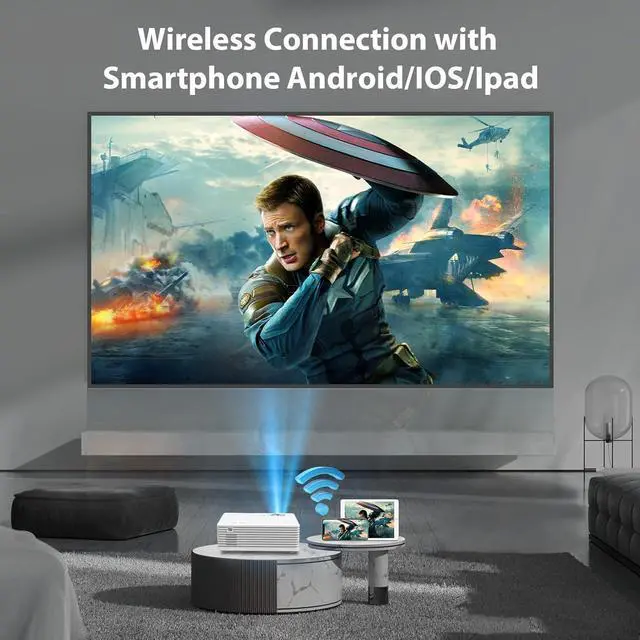 Alt view image 4 of 7 - Projector with WIFI and Bluetooth, Updated 9500L Full HD 1080P Supported Home Movie projector, Portable Outdoor Projector Compatible with HDMI, USB, TV Stick, Smartphone, Laptop