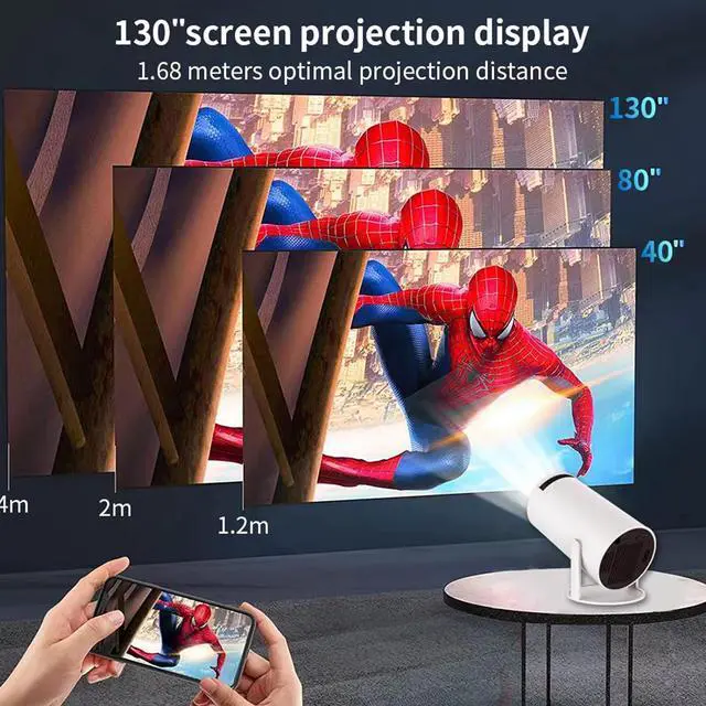 Alt view image 4 of 7 - 40"-130" Smart Mini Projector 5G WIFI, Support 4K, Big Screen Experience with Premium 360 Sound, 5.0 Bluetooth Movie Projector Compatible With Android/iOS/Windows/TV Stick/HDMI/USB/Audio 3.5