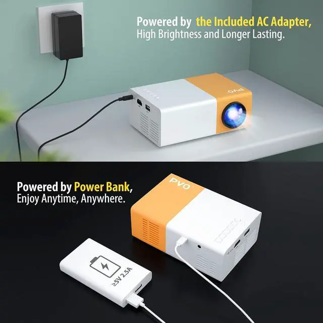 Alt view image 3 of 7 - Mini Projector, PVO Portable Projector for Cartoon, Kids Gift, Outdoor Movie Projector, LED Pico Video Projector for Home Theater Movie Projector with HDMI USB Interfaces and Remote Control