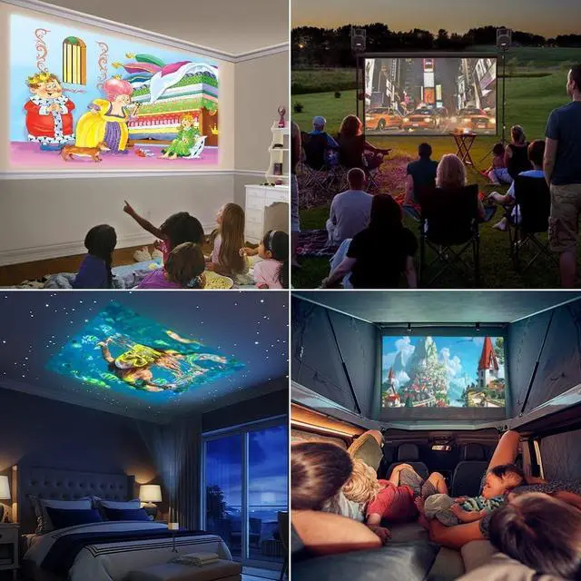 Alt view image 4 of 7 - Mini Projector, PVO Portable Projector for Cartoon, Kids Gift, Outdoor Movie Projector, LED Pico Video Projector for Home Theater Movie Projector with HDMI USB Interfaces and Remote Control