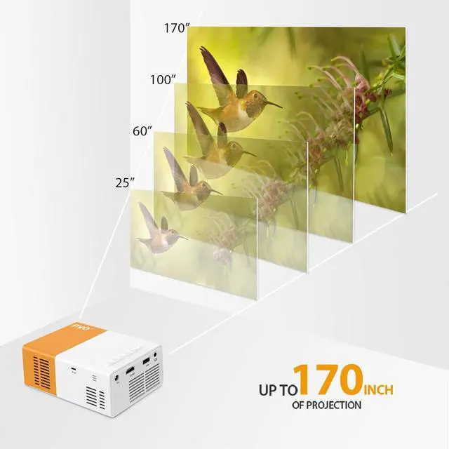 Alt view image 7 of 7 - Mini Projector, PVO Portable Projector for Cartoon, Kids Gift, Outdoor Movie Projector, LED Pico Video Projector for Home Theater Movie Projector with HDMI USB Interfaces and Remote Control