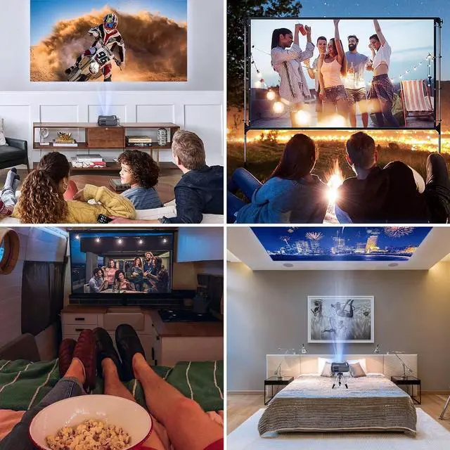 Alt view image 3 of 7 - Mini Projector for iphone, Woohug Mini Portable Projector for Kids Gifts, movie projector for outdoor use, small home theater projector Full HD 1080P Supported Projector Compatible with HDMI, USB