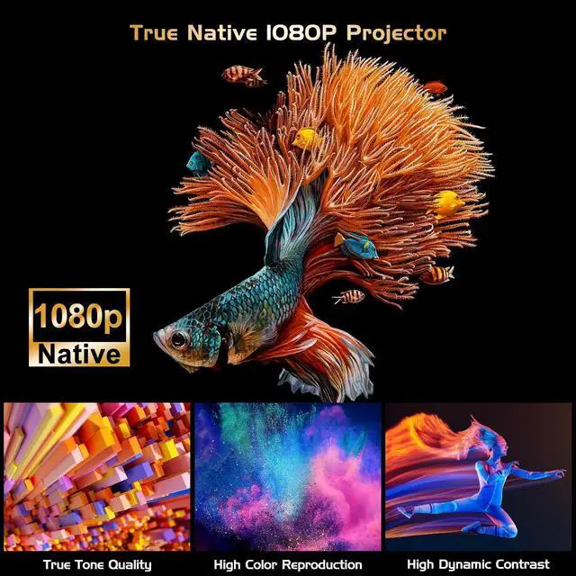 Alt view image 2 of 7 - 4K ProjectorFaltopu Native 1080P Projector, 500ANSI Projector with 5G WiFi and Bluetooth, Full HD Outdoor Projector, 300'' Mini Portable Movie Projector Compatible with with Android/iOS/Windows