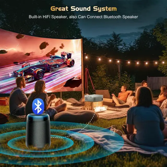 Alt view image 4 of 7 - 4K ProjectorFaltopu Native 1080P Projector, 500ANSI Projector with 5G WiFi and Bluetooth, Full HD Outdoor Projector, 300'' Mini Portable Movie Projector Compatible with with Android/iOS/Windows