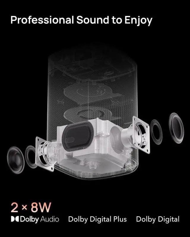 Alt view image 5 of 6 - XGIMI MoGo 2 Portable Projector, Mini Projector with Wifi and Bluetooth, 400 ISO Lumens Movie Projector, Android TV 11.0, 2X8W Speakers, Auto Focus, Object Avoidance, and Screen Adaption