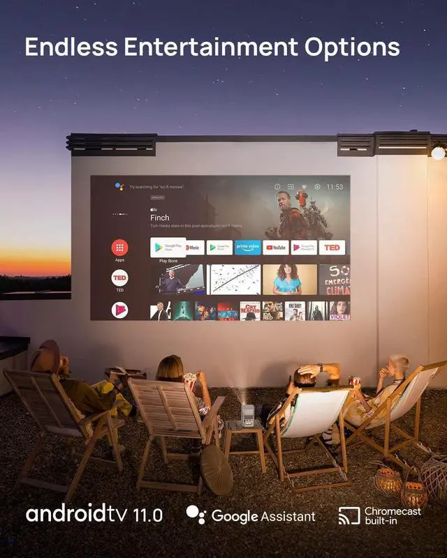 Alt view image 6 of 6 - XGIMI MoGo 2 Portable Projector, Mini Projector with Wifi and Bluetooth, 400 ISO Lumens Movie Projector, Android TV 11.0, 2X8W Speakers, Auto Focus, Object Avoidance, and Screen Adaption