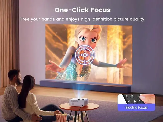 Alt view image 2 of 6 - Electric Focus + Free TripodAndroid TV 4K Projector with Wifi6 & Bluetooth,Native 1080P Home Theater Movie Projector,4P Keystone Correction & Zoom,300 Portable outdoor projector with Netflix/Roku