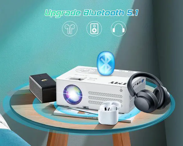 Alt view image 5 of 7 - Projector with WiFi and Bluetooth100" screen includedNative 1080P Outdoor Projector, 4K Supported Portable Projector, Compatible with iOS/Android/PC/TV Stick/HDMI/AV/USB, Indoor Outdoor Use