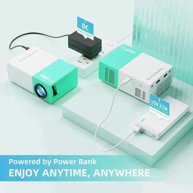 Alt view image 2 of 7 - Portable Projector, wepvo Mini Projector for Cartoon, Kids Gift, Outdoor Movie Projector, LED Pico Video Projector for Home Theater Movie Projector with HDMI USB Interfaces and Remote Control
