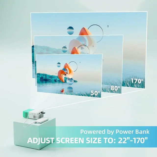 Alt view image 4 of 7 - Portable Projector, wepvo Mini Projector for Cartoon, Kids Gift, Outdoor Movie Projector, LED Pico Video Projector for Home Theater Movie Projector with HDMI USB Interfaces and Remote Control