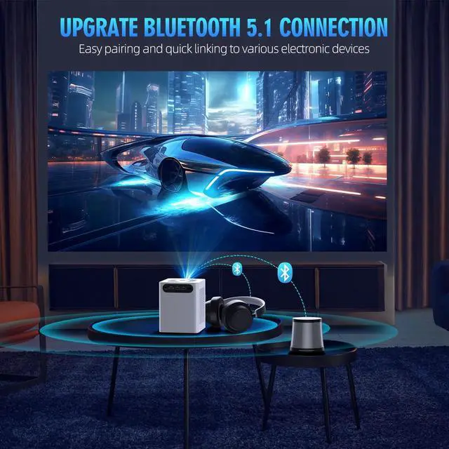 Alt view image 5 of 7 - Projector with WiFi and Bluetooth, 5G WiFi 4K HD 20000L Portable Movie Projector with Mini Tripod, Outdoor Projector Home Video Smart Projectors Compatible with iOS/Android/Laptop/TV Stick/HDMI/USB