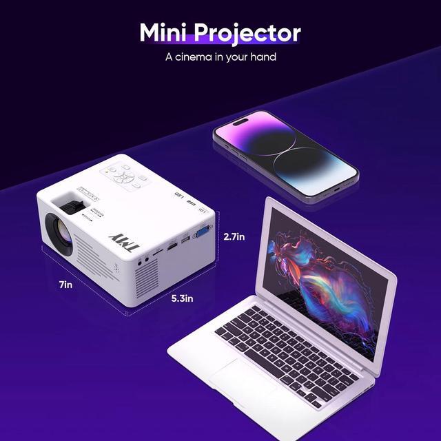 Alt view image 4 of 7 - Mini Projector for iPhone, Portable Projector with 5G WiFi and Bluetooth, 1080P HD Projectorwith Tripod, 9500Lux Movie Projector for iOS/Android/PC/TV Stick/HDMI/AV/USB, Indoor & Outdoor use