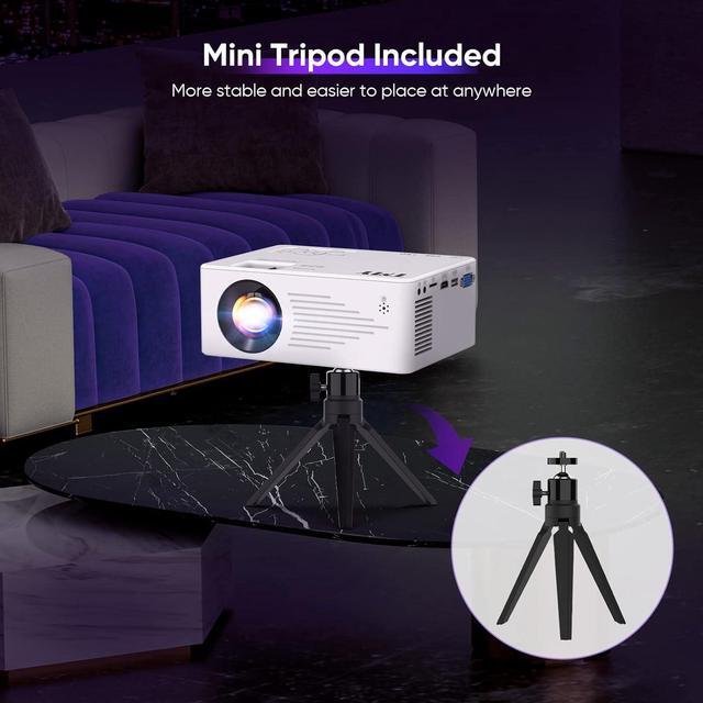Alt view image 3 of 7 - Mini Projector for iPhone, Portable Projector with 5G WiFi and Bluetooth, 1080P HD Projectorwith Tripod, 9500Lux Movie Projector for iOS/Android/PC/TV Stick/HDMI/AV/USB, Indoor & Outdoor use
