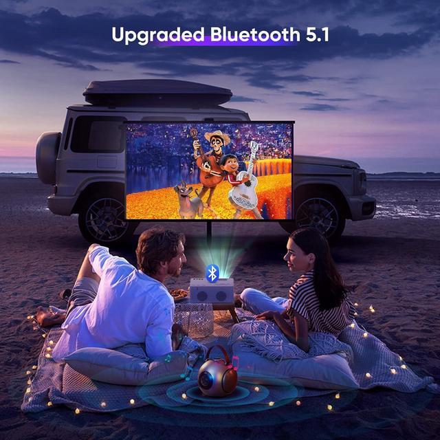 Alt view image 7 of 7 - Mini Projector for iPhone, Portable Projector with 5G WiFi and Bluetooth, 1080P HD Projectorwith Tripod, 9500Lux Movie Projector for iOS/Android/PC/TV Stick/HDMI/AV/USB, Indoor & Outdoor use