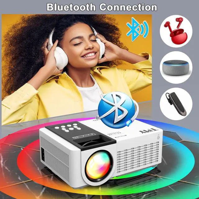 Alt view image 3 of 7 - 5G WiFi Projector with Bluetooth 5.1, 9500 Lumens HD Movie Projector, 1080P Supported Mini Projector, Portable Outdoor Projector, Compatible with TV Stick, Phone, Computer, HDMI, USB, AV, TF