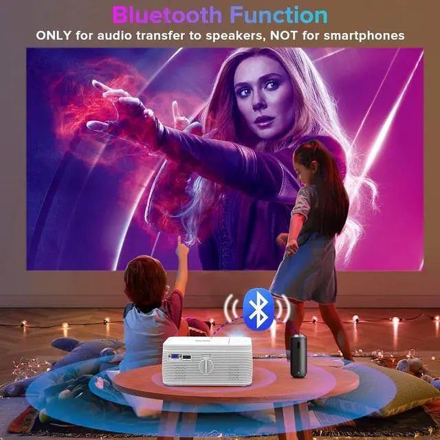 Alt view image 4 of 7 - BIGASUO HD 9000L Bluetooth Projector Built in DVD Player, Mini Projector 1080P and 250Supported with Tripod/ Carry Bag, Projector Compatible w/ TV Stick, PS5, Laptop, Portable Outdoor Movie Projector