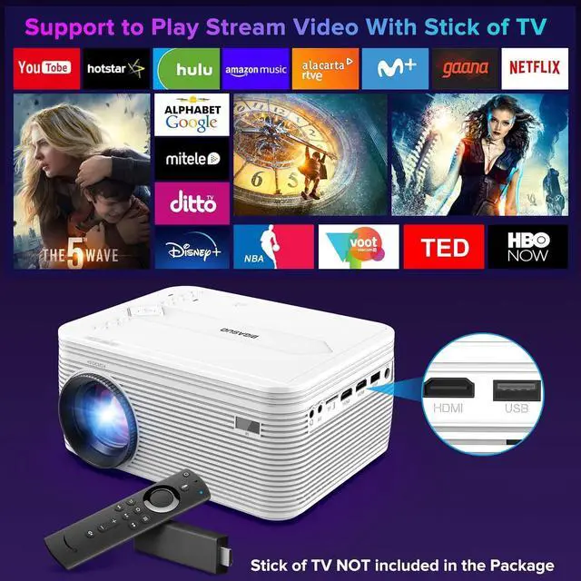 Alt view image 5 of 7 - BIGASUO HD 9000L Bluetooth Projector Built in DVD Player, Mini Projector 1080P and 250Supported with Tripod/ Carry Bag, Projector Compatible w/ TV Stick, PS5, Laptop, Portable Outdoor Movie Projector