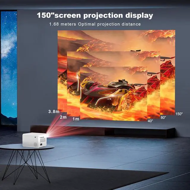Alt view image 2 of 6 - Projector with WiFi and Bluetooth, Wielio Native 1080P 12000L Outdoor Portable Mini Video Movie Projector, Proyector Compatible with iOS/Android/TV Stick/HDMI/USB/AV for Home Theater