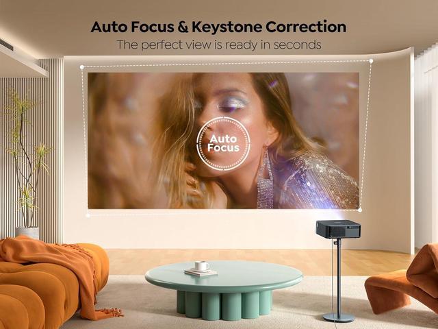 Alt view image 5 of 7 - Projector 4K with Android TV, YABER K2s 800 ANSI WiFi 6 Bluetooth Projector, Sound by JBL, Dolby Audio, Auto Focus & Keystone, Native 1080P 4K Supported Outdoor Movie Projector with Netflix 7000+ Apps
