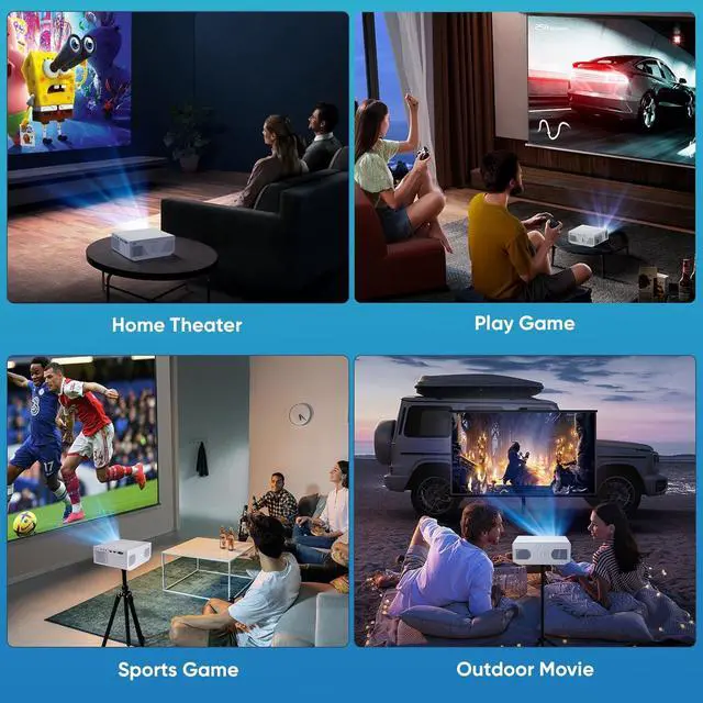 Alt view image 6 of 7 - Projector with Wifi and Bluetooth, Wielio 500 ANSI Native 1080P Projector 15000 Lumen 4K Portable Home Video Projector Compatible with Iphone Android Phone/TV Stick/PS5/PC/Laptop