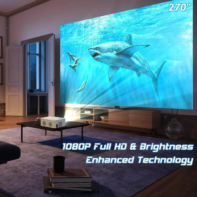 Alt view image 3 of 7 - Mini WiFi Projector, 1080P HD Portable Projector with 9500 Lumen, Outdoor Movie Projector for Smartphone, Compatible with iOS/Android/PC/TV Stick/PS5/HDMI/AV/USB/TF