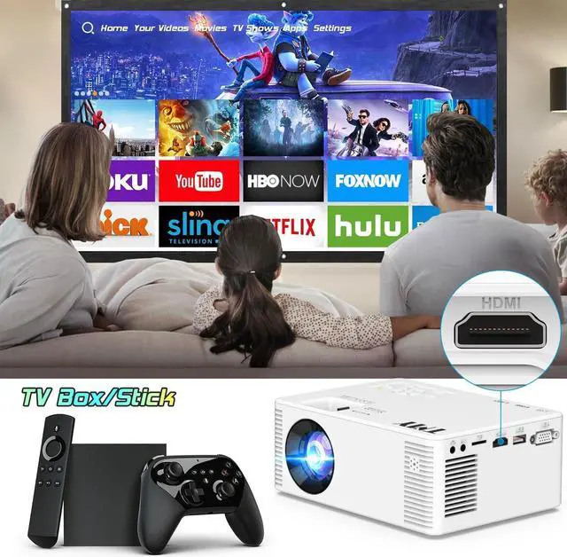 Alt view image 7 of 7 - Mini WiFi Projector, 1080P HD Portable Projector with 9500 Lumen, Outdoor Movie Projector for Smartphone, Compatible with iOS/Android/PC/TV Stick/PS5/HDMI/AV/USB/TF