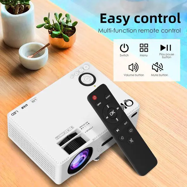 Alt view image 4 of 7 - 8500Lumens Portable Projector for Home Theater Entertainment, Full HD 1080P Supported Mini Projector HDMI AV USB TV Stick Supported