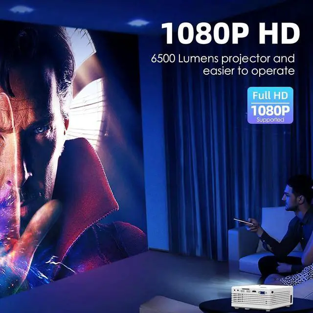 Alt view image 5 of 7 - 8500Lumens Portable Projector for Home Theater Entertainment, Full HD 1080P Supported Mini Projector HDMI AV USB TV Stick Supported
