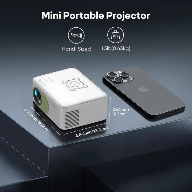 Alt view image 6 of 7 - Mini Projector Battery Powered with Bluetooth - Native HD 1080P Rechargeable Projector, Portable Outdoor Movie Projectors with Tripod, Compatible with Smartphone, HDMI, USB, AV, Fire Stick, PS5