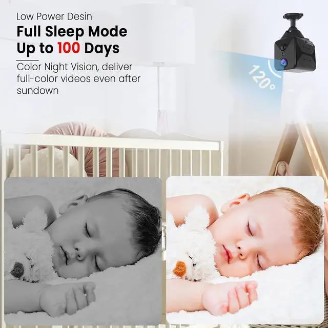 Alt view image 3 of 6 - 2024 Upgraded Security Camera Wireless Indoor,Mini Security Nanny Camera,AI Motion Detection Alerts,Clear Night Vision,100 Days Standby Battery Life,Real Time Record Surveillance