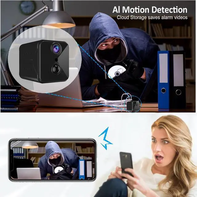 Alt view image 6 of 6 - 2024 Upgraded Security Camera Wireless Indoor,Mini Security Nanny Camera,AI Motion Detection Alerts,Clear Night Vision,100 Days Standby Battery Life,Real Time Record Surveillance