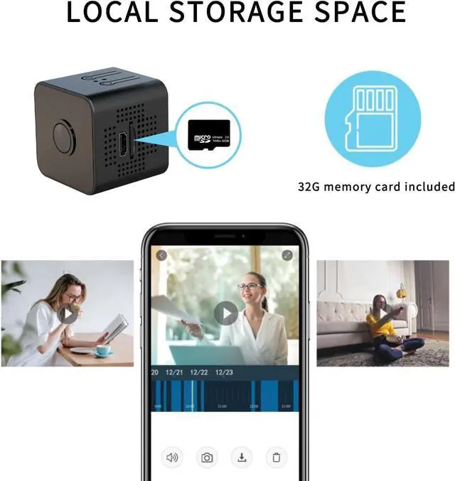Alt view image 4 of 5 - Indoor Camera -1080P Hidden Camera - Nanny Cam - Best Mini Camera - WiFi Wireless Camera - Live Video Recorder with Night Vision - Surveillance Camera Full HD