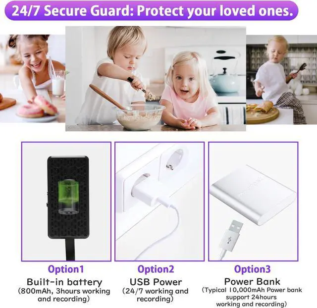 Alt view image 4 of 5 - MW5L Small Hidden WiFi Camera 4K Ultra HD, Wireless Nanny Cam for Home Security, Cameras Indoor, Motion Detection, App, Battery, SD Card Slot, NO Audio