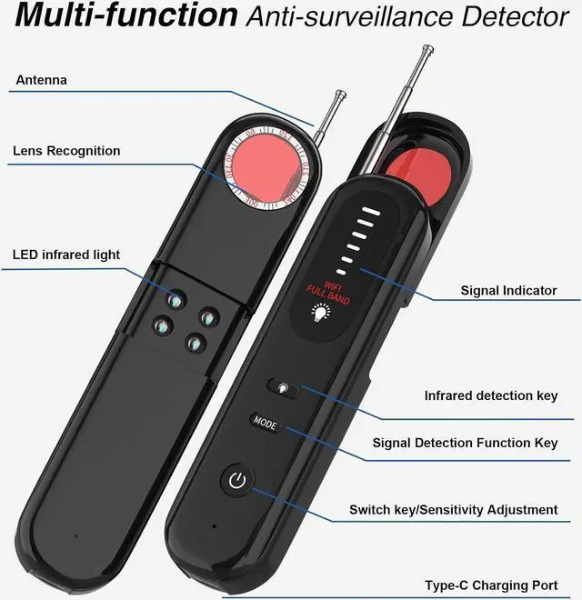 Alt view image 6 of 7 - Hidden Camera Detectors, Portable Wireless Camera Detectors, Anti-Photo Hidden Camera Detector, Hidden Camera Detectors and Bug Detector for Car Indoor Home Hotel Travel Office