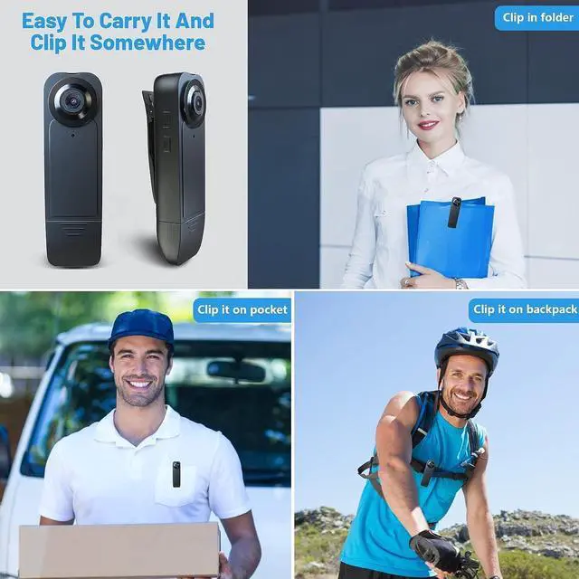 Alt view image 7 of 7 - Mini Body Camera with 1080P HD Recording Night Vision, Built-in 64GB Card 1000 mAh 6HR Battery Life Wearable Camcorder for Outdoor,Home,Sports,Pet Records,Security,Work Records