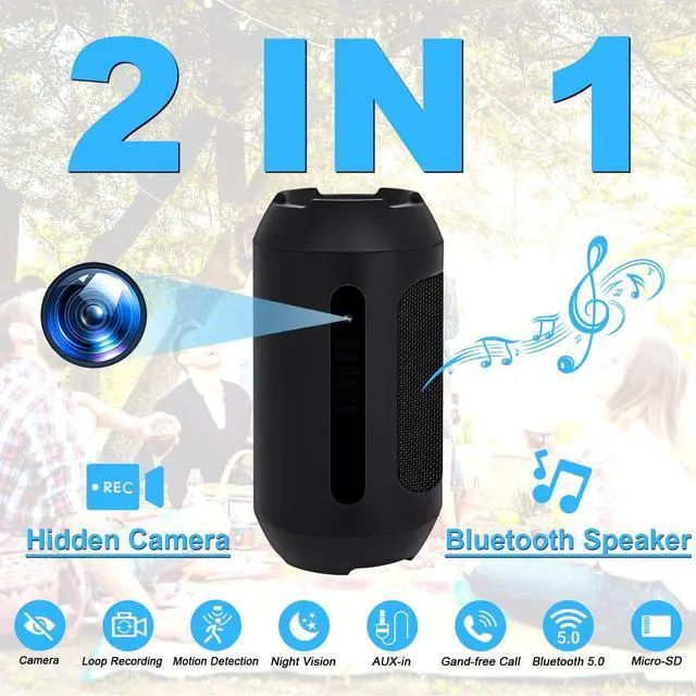Alt view image 2 of 7 - 128G Spy Camera Hidden Camera Bluetooth Speaker, Best Hidden Spy Camera with Night Vision,1080P Full HD Mini Spy Camera,Nanny Camera Cam Hidden Camera,Hidden Camera for Home Security
