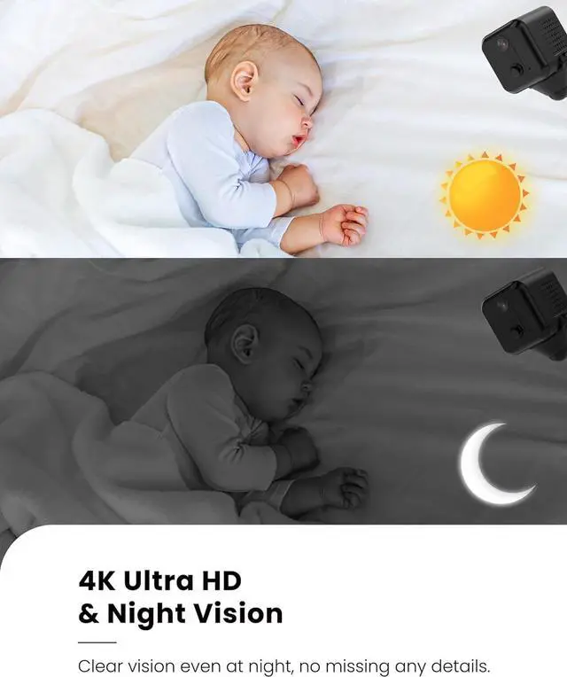 Alt view image 3 of 6 - Wireless Spy Camera Hidden Camera,Wi-Fi Small Camera for Indoor Security,4K HD,120-Day Standby Battery Life, Auto Night Vision, AI Motion Detection,Nanny Cam Hidden Mini Camera,Easy to Use