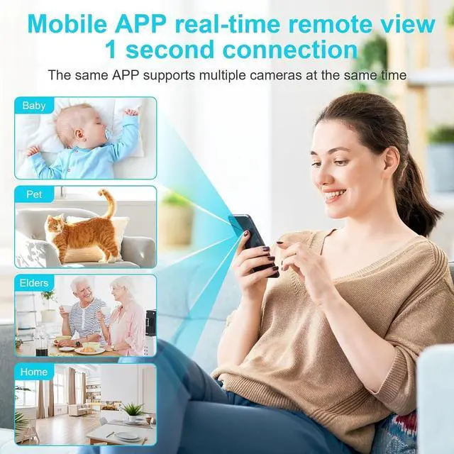 Alt view image 7 of 7 - Wireless WIFI Security Camera,Smallest 4K FHD Mini Home Indoor Outdoor Cameras Room Dog Pet Cams, Nanny Cam, 120 Angle Night Vision Motion Detection Secret Surveillance Camera for Home Indoor/Outdoor
